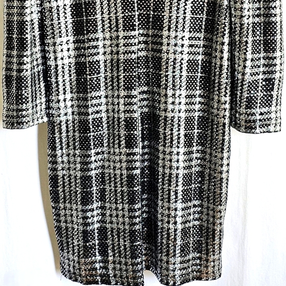 Betsey Johnson Black & Silver Metallic Plaid Glitter Sequin Mini Dress - Picture 14 of 16